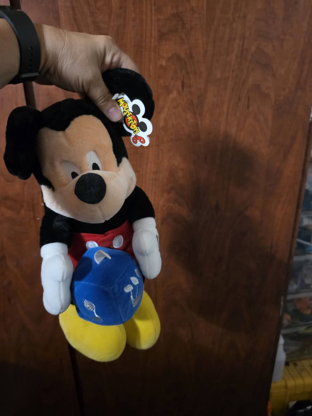 Mickey Mouse Plush Toy with Blue Ball - Classic Black, Red & Yellow